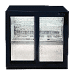 Bromic black bar fridge with double sliding glass doors, ideal for undercounter beverage display and storage in bars, pubs, and hospitality venues.