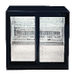 Bromic black bar fridge with double sliding glass doors, ideal for undercounter beverage display and storage in bars, pubs, and hospitality venues.