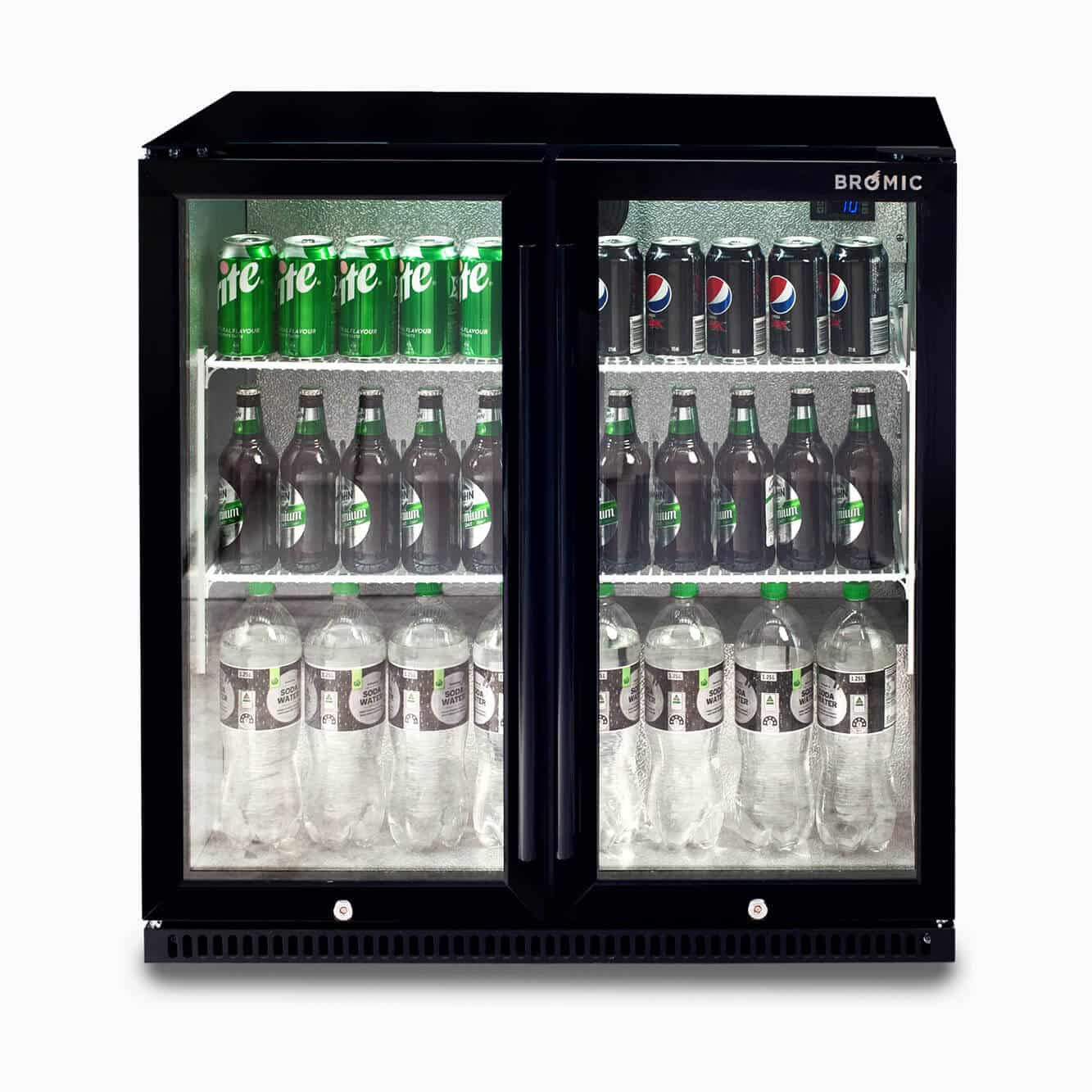 Double door online bar fridge black