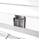 Image of a metal hinge from a bromic CF0300FTSS-NR chest freezer.