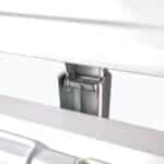 Image of a metal hinge from a bromic CF0500FTSS-NR chest freezer.