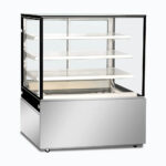 Image of a 1200mm wide stainless steel hot food display, left angled view.