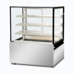 Image of a 1200mm wide stainless steel hot food display, right angled view.