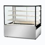Image of a 1500mm wide stainless steel hot food display, right angled view.