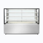 Image of a 1800mm wide stainless steel hot food display, front view.