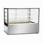 Image of a 1800mm wide stainless steel hot food display, left angled view.