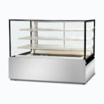 Image of a 1800mm wide stainless steel hot food display, right angled view.
