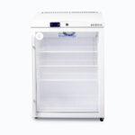 Image of a small 145L display medical and vaccine fridge, front view.