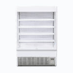 Image of a 1330L white multideck display fridge with open shelves, front view.