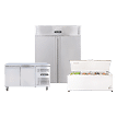 Image of a variety of commercial storage fridges on a white background.