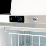 Image of the temperature controller of a bromic UBF0140SD-NR under bench storage freezer.