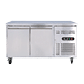 Image of a 282L stainless steel under bench storage freezer with two hinged doors.