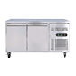 Image of a 282L stainless steel under bench storage freezer with two hinged doors.