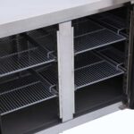 Image of the shelves of a bromic UBF2230SD-NR under bench storage freezer.