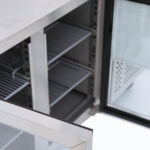 Image of the internals of a bromic UBC1360GD-NR under bench display fridge.