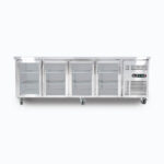 Bromic underbench fridge UBC2230GD, front view, energy-efficient refrigeration solution for professional kitchens with ample storage space for beverages and food items.