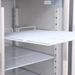 Image of the shelf rails of a bromic UF0650SDF-NR upright storage freezer.