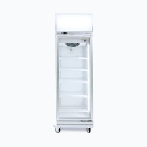 Bromic upright fridge GD0500LF, front view, designed for efficient storage and easy access to cold beverages and perishables in commercial settings such as cafes and restaurants
