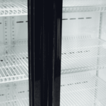 Image of the handle of a bromic GM1000LBCAS upright display fridge.
