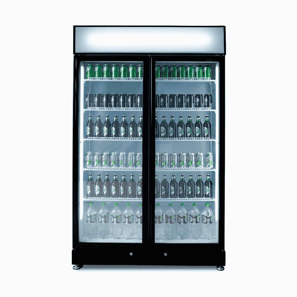 Double door on sale glass front fridge