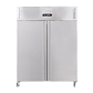 Image of a 1300L stainless steel upright storage fridge with two doors.
