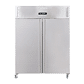 Image of a 1300L stainless steel upright storage fridge with two doors.