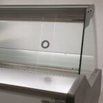 Image of the rear sliding plexy glass doors of the bromic curved deli display fridge.