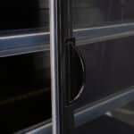 Image of the handle of a bromic semi vertical display fridge with sliding doors.